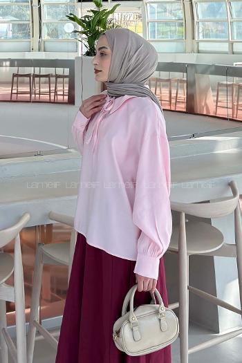 Lamelif Bebe Yaka Bağlamalı Tunik Pembe