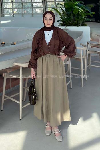 Bitter Brown V Neck Long Arm Cotton Unprinted Shirt