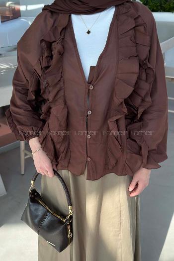 Bitter Brown V Neck Long Arm Cotton Unprinted Shirt