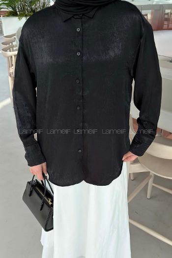 Black Shirt Collar Long Arm Polyester Unprinted Shirt