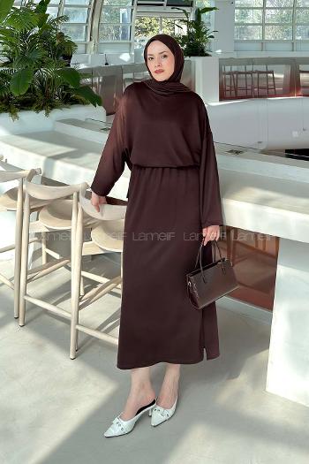 Lamelif Kristal Etekli Tesettür Takım Acı Kahve
