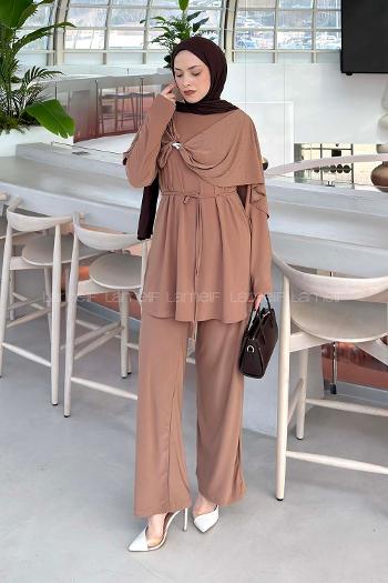 Salmon Crew Neck Long Arm Cotton Regular Trousers Comfortable Suit