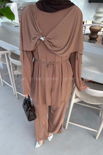 Salmon Crew Neck Long Arm Cotton Regular Trousers Comfortable Suit