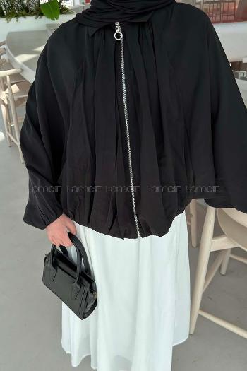 Lamelif Yarasa Kol Ceket Siyah