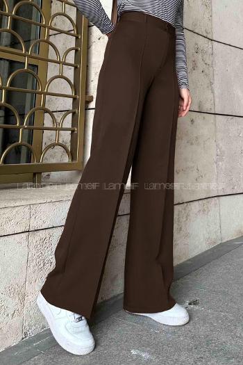 Brown Cotton Fabric High Waist Comfortable Pants