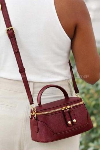 Lamelif Tasarımcı Dokulu Kadın Küçük Kutu Çanta Bordo