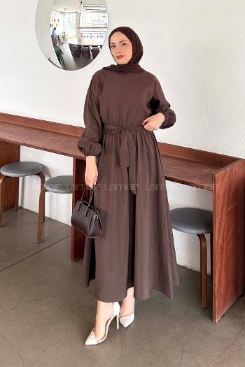 Dark Brown Crew Neck Modal Cupra Dresess