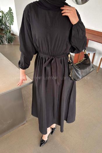 Black Crew Neck Modal Cupra Dresess