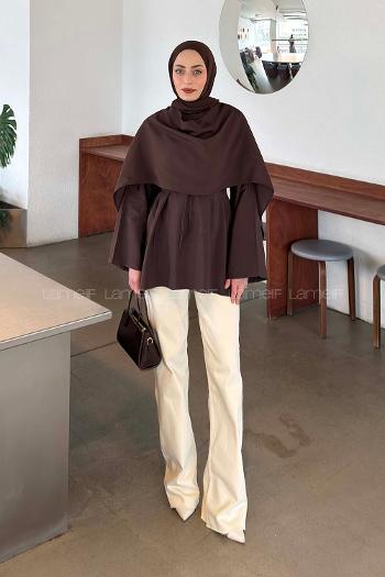 Lamelif Şallı Bluz  Acı Kahve