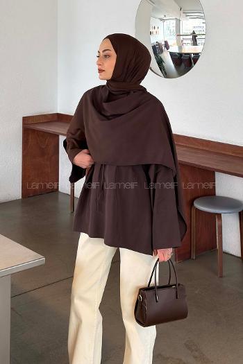 Lamelif Şallı Bluz  Acı Kahve
