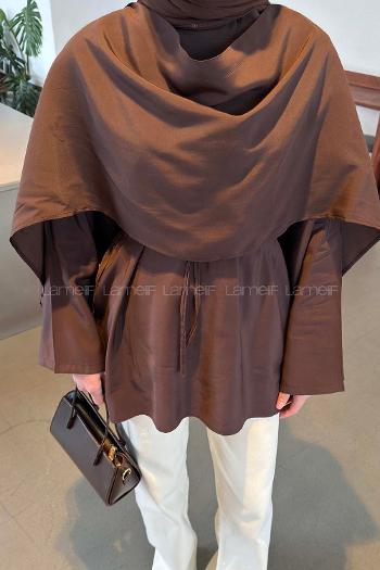 Lamelif Şallı Bluz  Acı Kahve