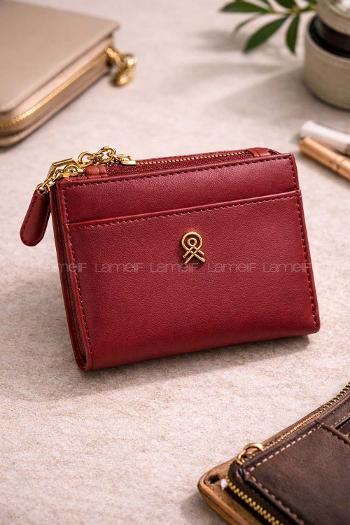 Lamelif Gold Aksesuarlı Cüzdan Bordo