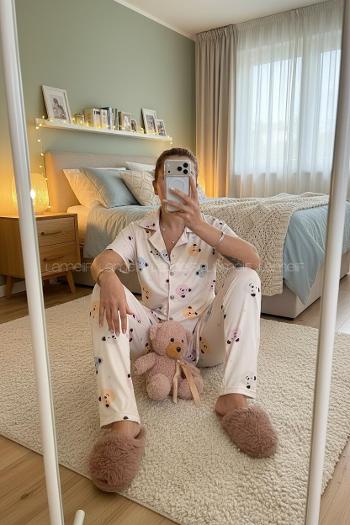 Lamelif Kadın Milan Soft Touch Ön Düğmeli Pijama Takımı