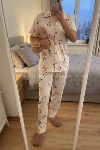 Lamelif Kadın Milan Soft Touch Ön Düğmeli Pijama Takımı