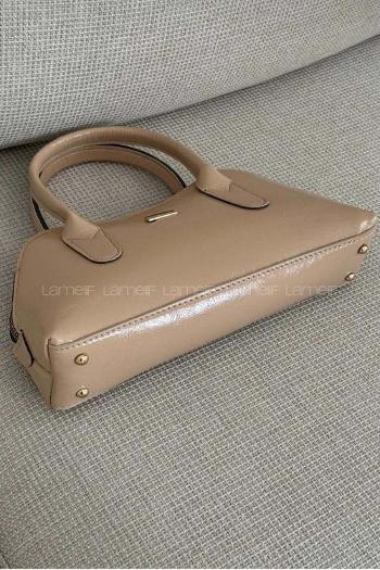 Lamelif Gold Detaylı Kadın El Ve Omuz Çantası Bej