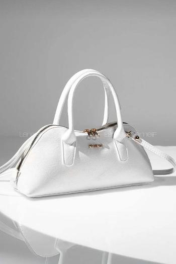 Lamelif Gold Detaylı Kadın El Ve Omuz Çantası Beyaz