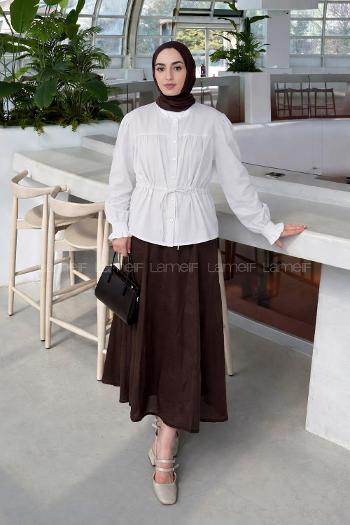 White Crew Neck Long Arm Viscose Fabric Unprinted Shirt