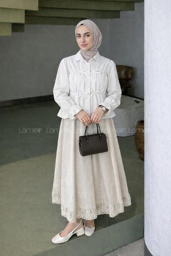 White Shirt Collar Long Arm Viscose Fabric Unprinted Shirt