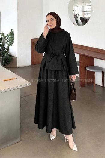 Lamelif Belden Pensli İkili Takım Siyah