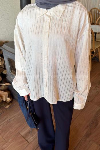 White Shirt Collar Long Arm Viscose Fabric Shirt