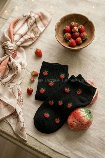 Lamelif Yıkamalı Penye Çilek Çorap