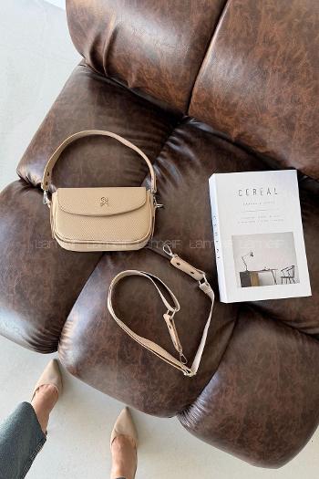 Lamelif Çok Bölmeli Kadın Çapraz Çanta Vizonrengi