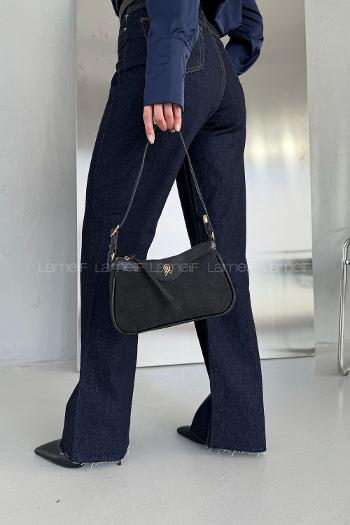 Lamelif Ophidia Süet  Kadın Çanta -Siyah