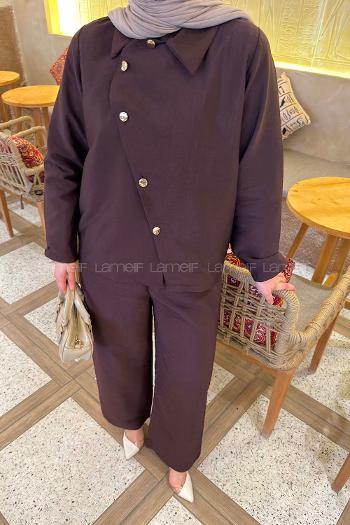 Plum Shirt Collar Long Arm Ayrobin Regular Trousers Comfortable Suit