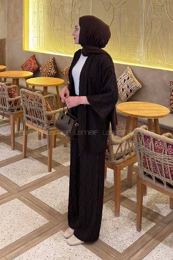 Lamelif Raşel Kimono Takım Acı Kahve