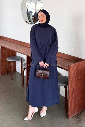 Lamelif Bağlama Detaylı Etekli Modal Takım Lacivert