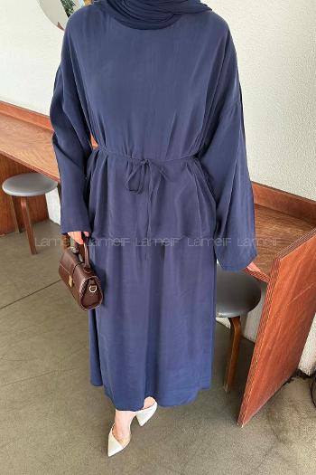 Lamelif Bağlama Detaylı Etekli Modal Takım Lacivert