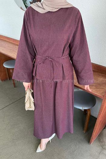 Plum Crew Neck Long Arm Denim Flare Suit