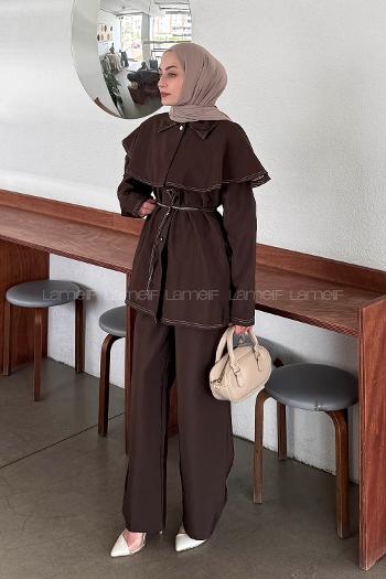 Bitter Brown Shirt Collar Long Arm Crepe Fabric Regular Trousers Comfortable Suit