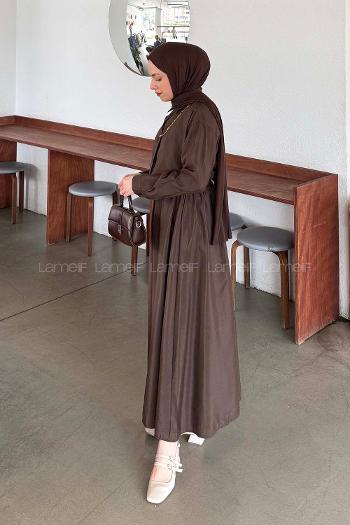 Bitter Brown Shirt Collar Long Arm With Necklace Ayrobin Regular Trousers Flare Suit