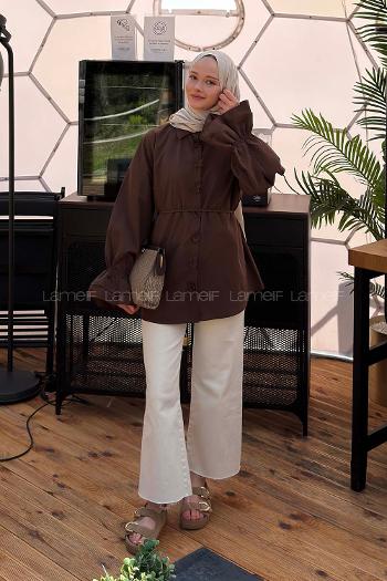 Bitter Brown Shirt Collar Long Arm Cotton Shirt