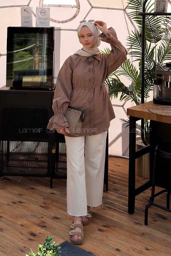 Soft Brown Shirt Collar Long Arm Cotton Shirt