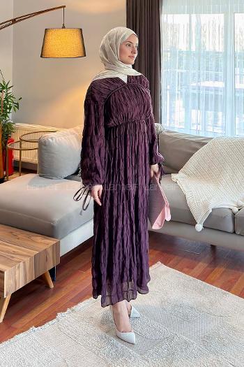 Plum V Neck Polyester Dresess