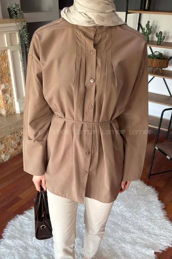 Soft Brown Crew Neck Long Arm Cotton Unprinted Shirt