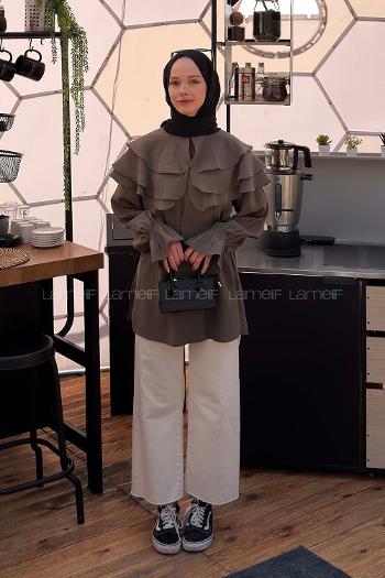 Khaki Crew Neck Long Arm Modal Shirt