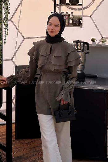 Khaki Crew Neck Long Arm Modal Shirt