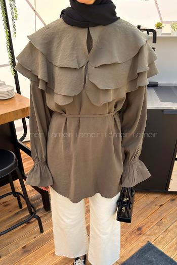 Khaki Crew Neck Long Arm Modal Shirt