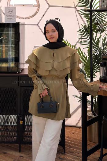 Oil Green Crew Neck Long Arm Modal Shirt