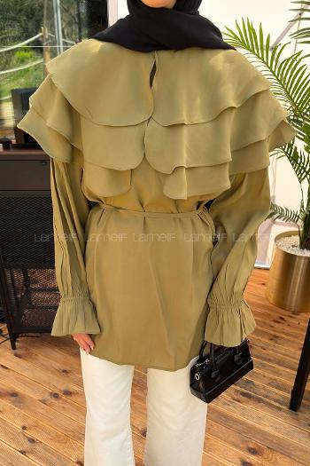 Oil Green Crew Neck Long Arm Modal Shirt