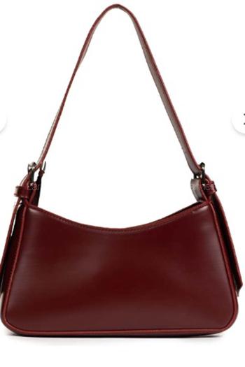 Lamelif Distressed Kol Çantası Kadın Parlak Bordo
