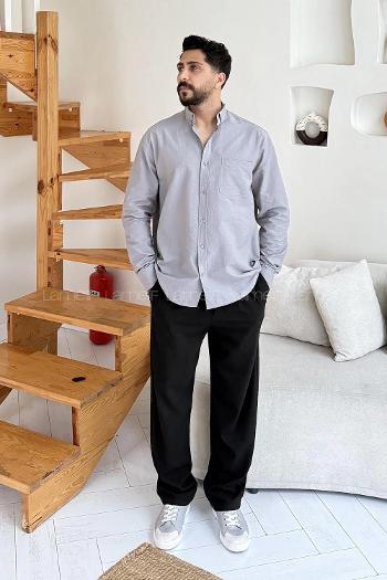 Lamelif Kraşlı Gömlek Gri