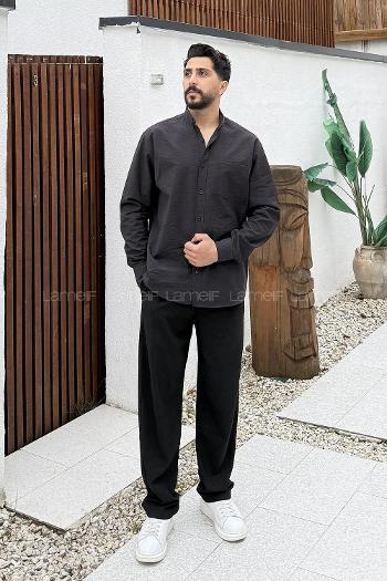 Lamelif Kraşlı Gömlek Siyah