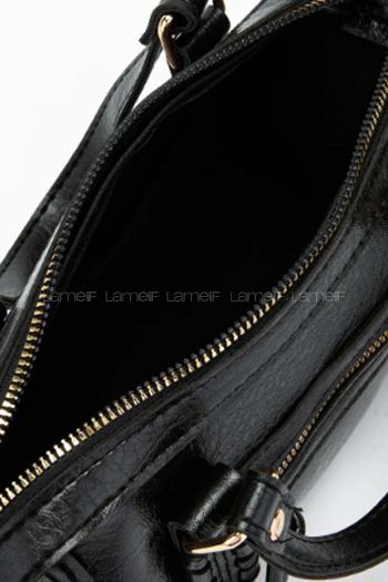 Lamelif Örgü Ve Sarkıt Detaylı Jimmy Kadın Çapraz Çanta Siyah