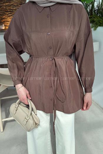 Lamelif Bağlamalı Gömlek Soft Kahve