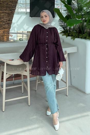 Plum Crew Neck Cotton Unprinted Tunic