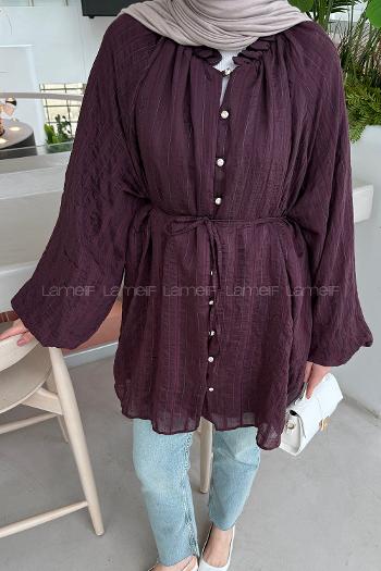Plum Crew Neck Cotton Unprinted Tunic